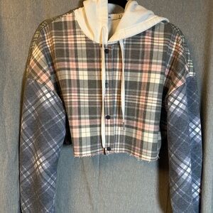 Adika Multicolor Plaid Bomber Jacket with Hoodie